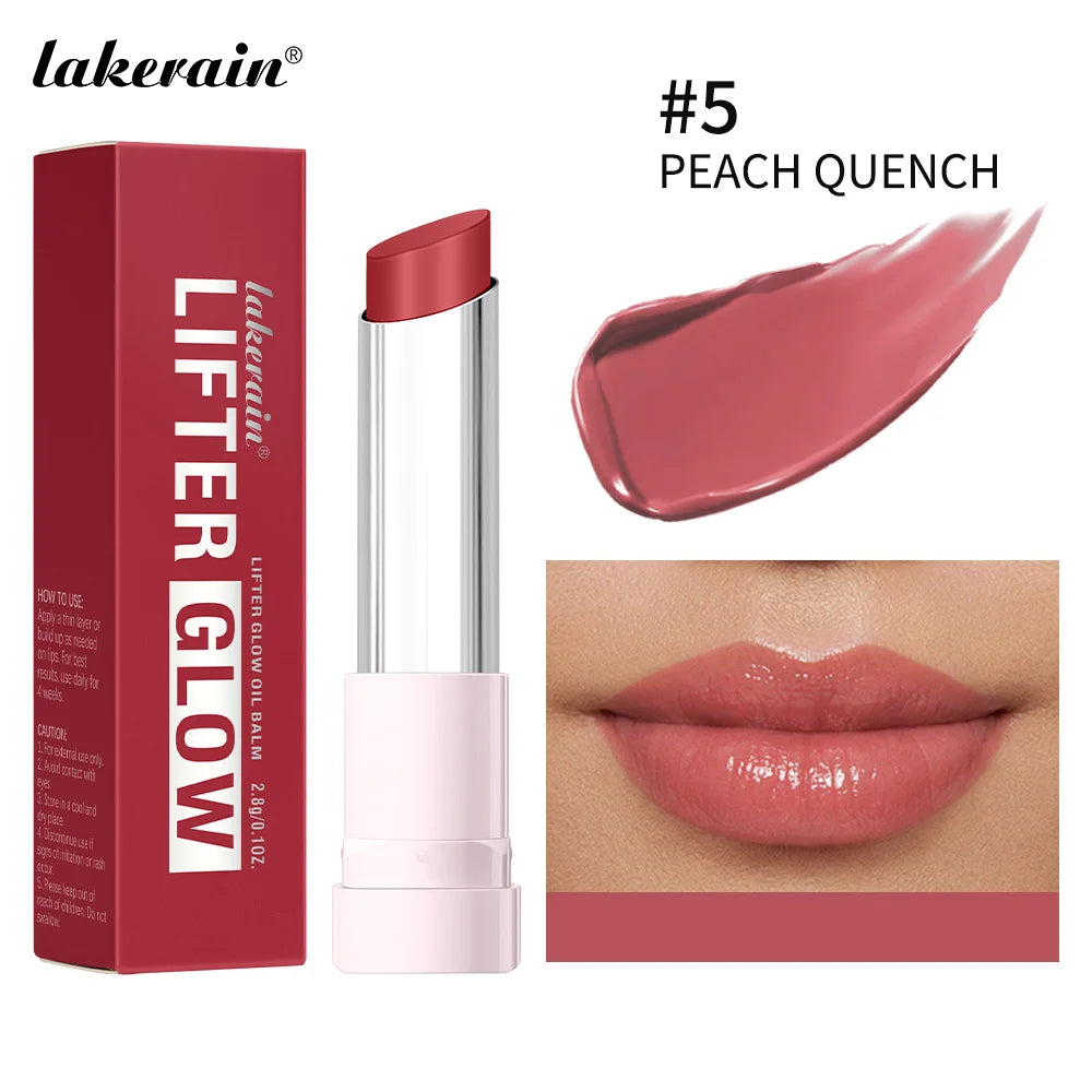 Lakerain Glow Oil Balm Long-lasting Moisturizing Lip Oil Balm Smooth Moisturizing Daily Lips Care Pink Natural Cosmetics Makeup Oasis Select 5 PEACH QUENCH