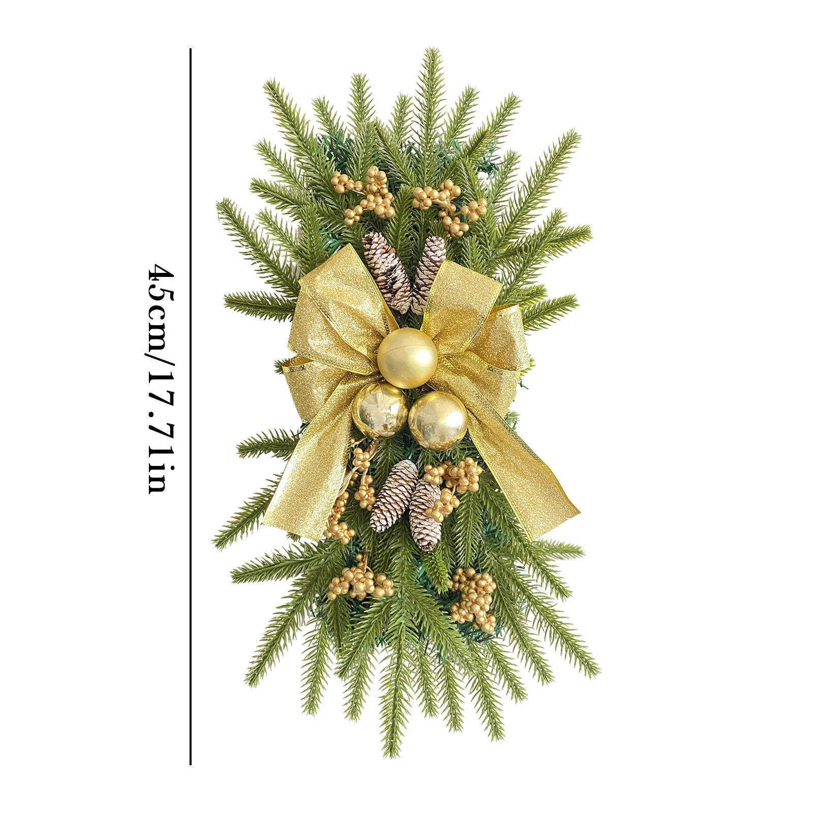 Christmas Wreath Bow Upside-down Tree Wreath Staircase Corridor Christmas Decoration Props Oasis Select U2-47 Gold
