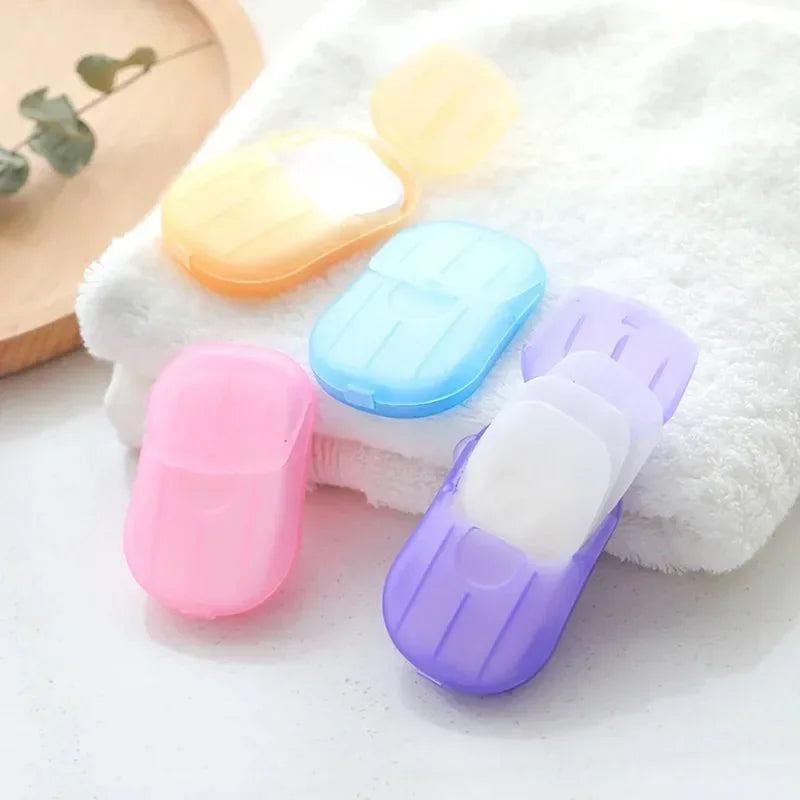 Mini Portable Disposable Travel Soap Boxes Hand Washing Cleaning Paper Slices Strips for School On-the-go Camping Hiking Oasis Select