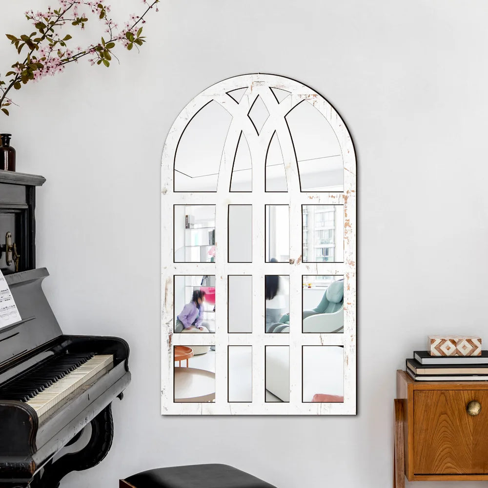Wood and Acrylic Mirror Paste False Window Living Room Bedroom Study Decorative Wall Paste wall decor Oasis Select MZ423-A 42cm x 27cm