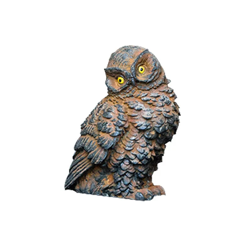 Imitation Cast Iron Rust Style Owl Living Room Desktop Mini Home Decoration Study Room Ornament Purely Handmade Tea Pet Oasis Select