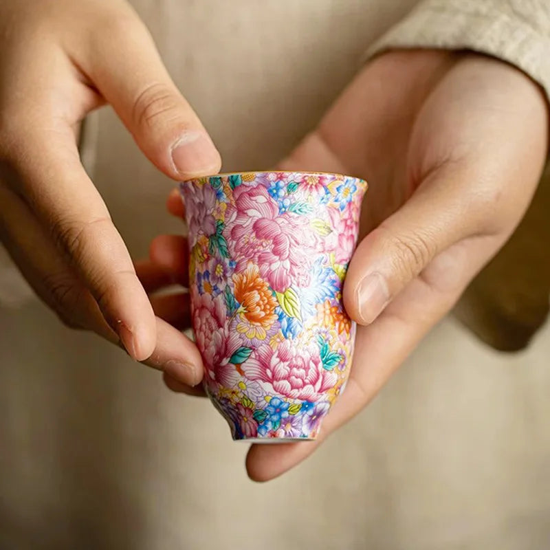 Chinese Style Enamel Ceramic Master Cup Single Cup Women's Tea Set Tea Cup Personal Tea Ceremony Cup Oasis Select