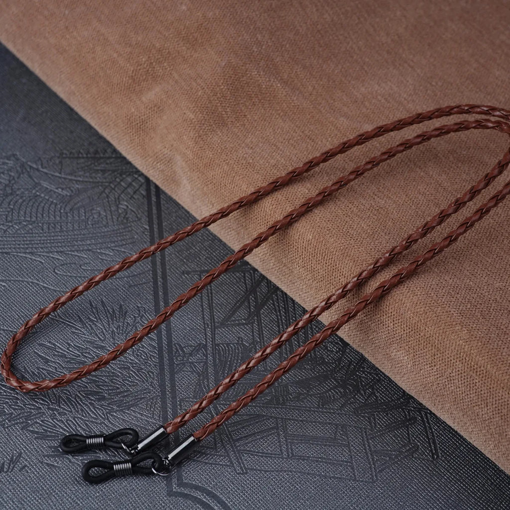 Multi-color Sunglasses Hanging Chain Twist Glasses Rope Leather Rope Chain Outdoor Sports Anti-slip Sunglasses Chain Accessories Oasis Select 1pc-light brown