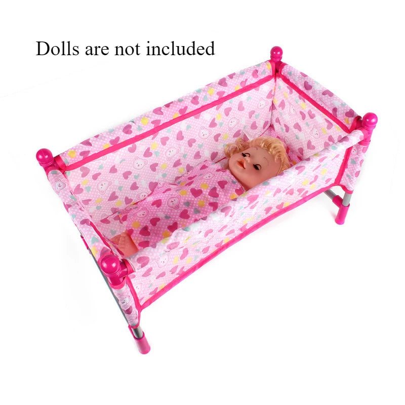 1Set Reborn Doll Bed Baby Toddler Crib Baby Doll Bed Play House Toys Accs Oasis Select Pink Bed