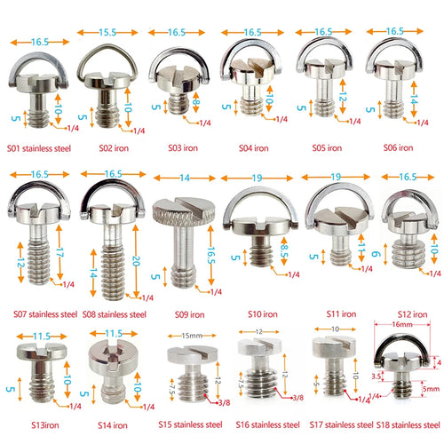 1/4inch D-Ring Tripod Screw Mounting Screw Adapter for Camera Camcorder Tripod Monopod QR Quick Release Plate Adapter Screw Oasis Select
