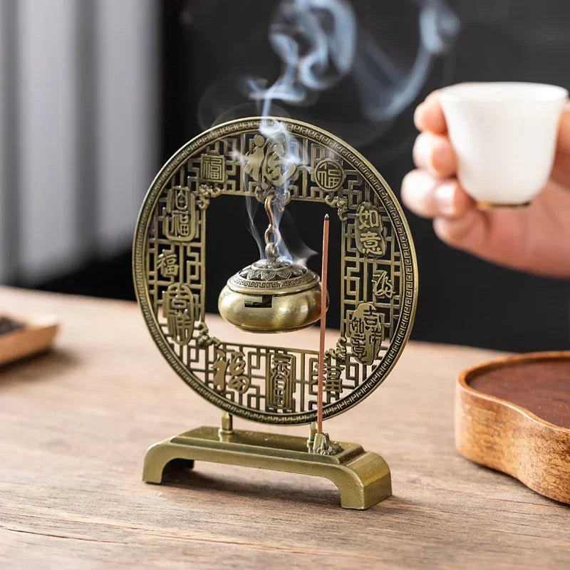 Five Blessings Chinese Incense Hanging Burner Sandalwood Small Lucky Cloud Non-stick Incense Burner Tea Incense Taoist Ornaments Oasis Select