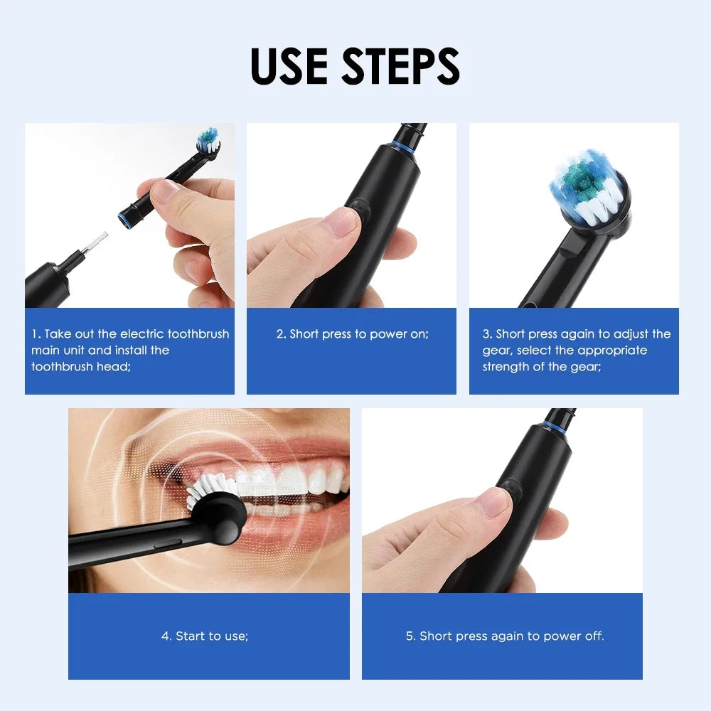 AFDEAL Rotary Electric Toothbrush 5 Modes IP67 | 4 Brush Heads