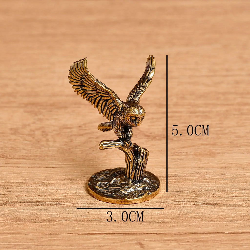 Retro Antique Brass Owl Miniature Figurines Courage Copper Owl Tea Pet Desktop Ornament Crafts Animal Figurines Home Decor Gifts Oasis Select owl