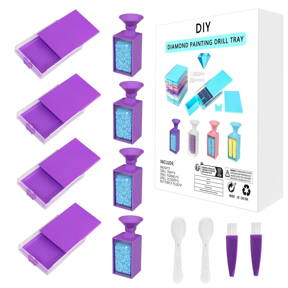 Practical Diamond Painting Drills Funnel New Upgrade Storage Container Box Drill Tray Storage Box 5D Diamond Painting Tool Oasis Select Purple- Funnel B