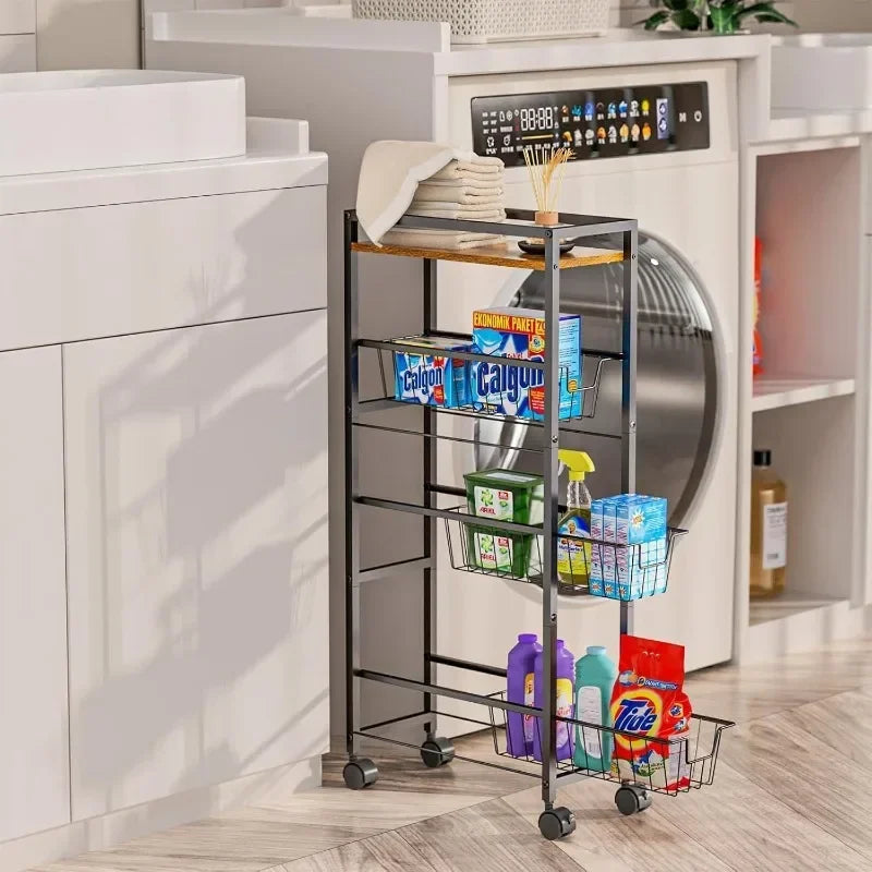 Multi-functional Household Goods Kitchen Trolley Rack Toilet Crevice Storage Rack Multifunctional Removable Rack Oasis Select