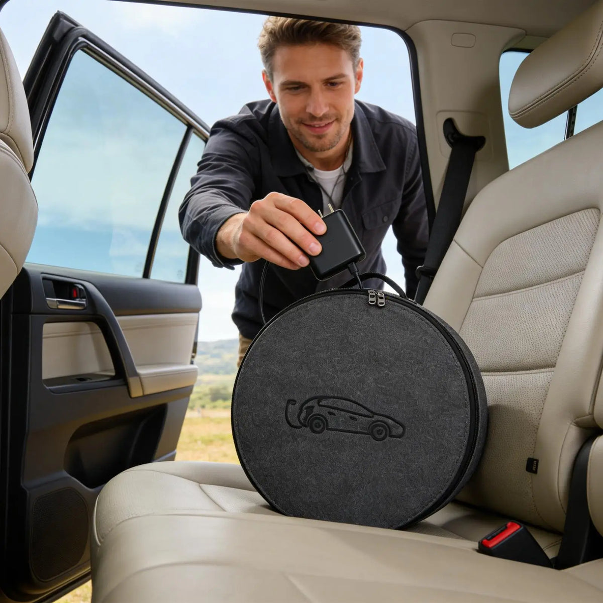 EV Charger Storage Bag Weatherproof Felt Vehicle Charging Cord Pouch EV Charger Cable Storage Bag Charging cable storage bag Oasis Select