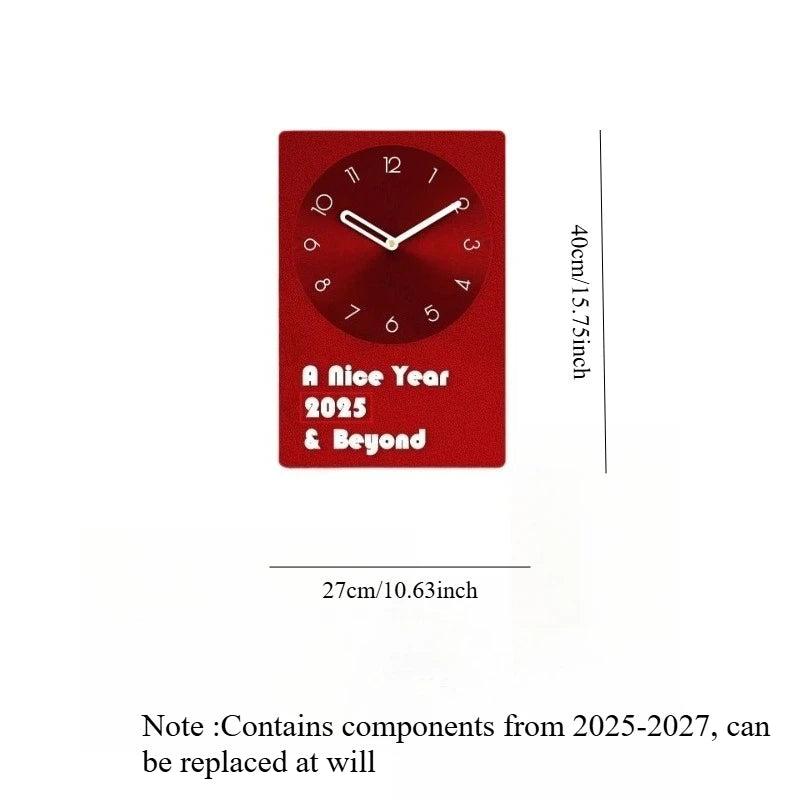 Watch Clock Wall Mounted Ultra Quiet Creative Three-dimensional Minimalist New Home Wall Clock Minimalist Living Room Oasis Select red