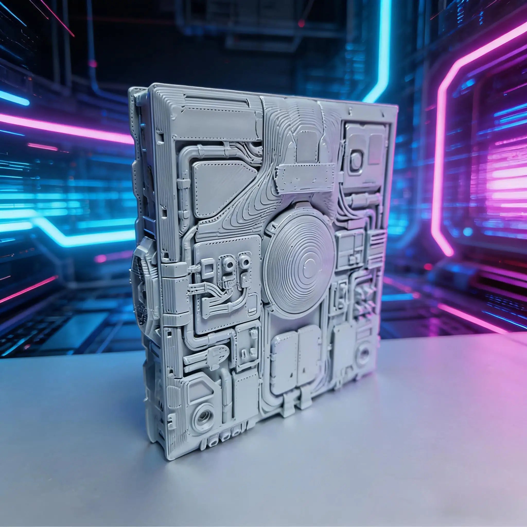 Sci-Fi Mechanical Panel Model Cyberpunk Tech Wall Tile Industrial Sci-Fi Terrain Base for Diorama & Miniature Scenery Oasis Select