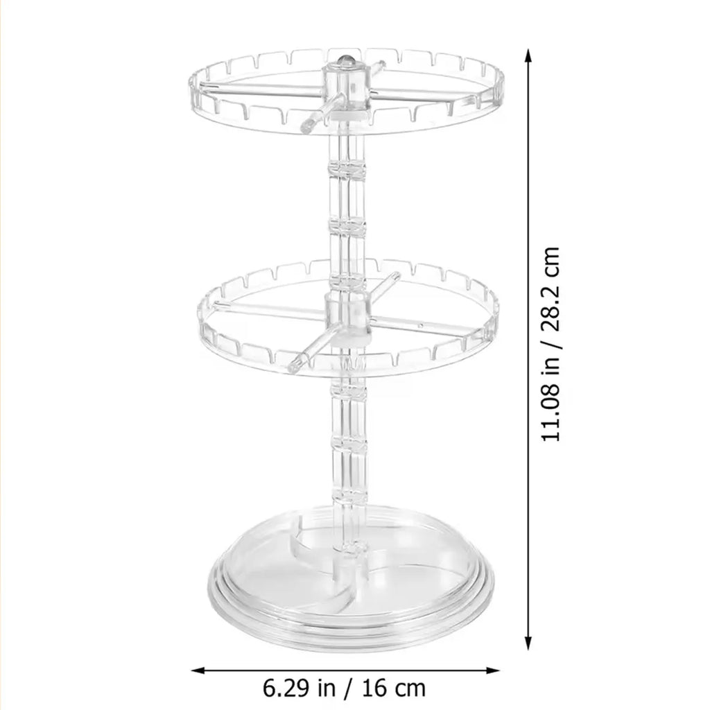 1pc Double layered rotating jewelry rack, transparent tree shaped jewelry display rack, earring and necklace storage rack Oasis Select Clear