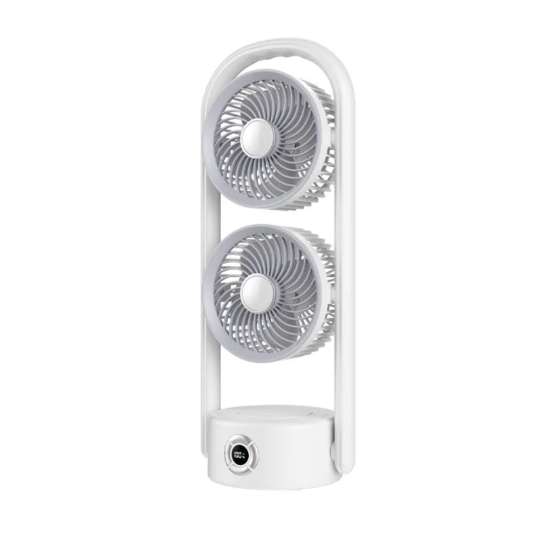 Dual Head Desktop & Wall-Mount Fan with Night Light Display