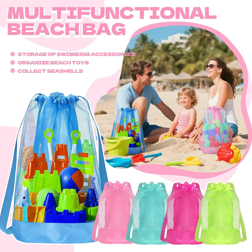 Extra-Large Sand-Resistant Drawstring Beach Backpack - Kids Pool Toys Storage Bag for Shell Collecting, Travel & Fitness Oasis Select