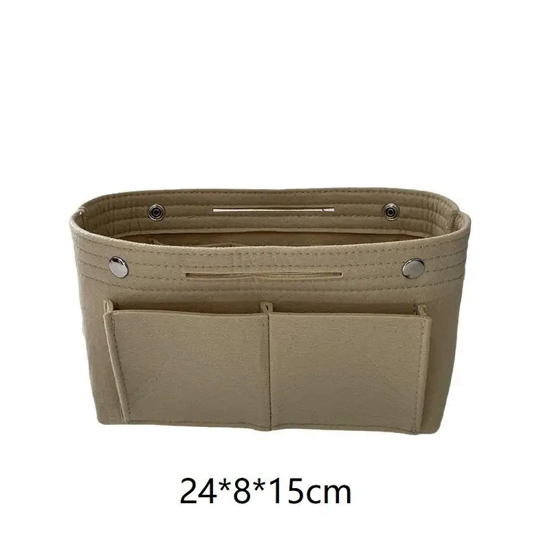 Felt Insert Bag Organizer | Multi-Pocket Travel Cosmetic Tote Bag Insert Organizer Oasis Select Beige M