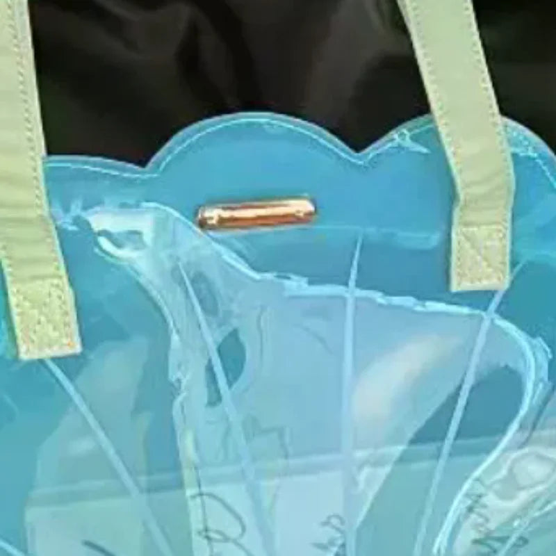 Korean Fashion PVC Shell Shoulder Bag Ins Style Girly Blue Transparent Handbag Female Waterproof Portable Tote Bags Oasis Select Default Title