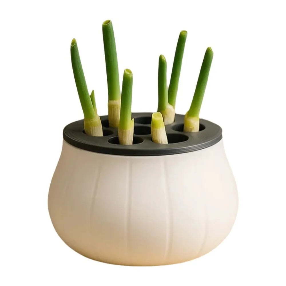 Vertical Hydroponic Green Onion Planter | 7-Hole Space-Saving Hydroponic Planter Oasis Select Grey