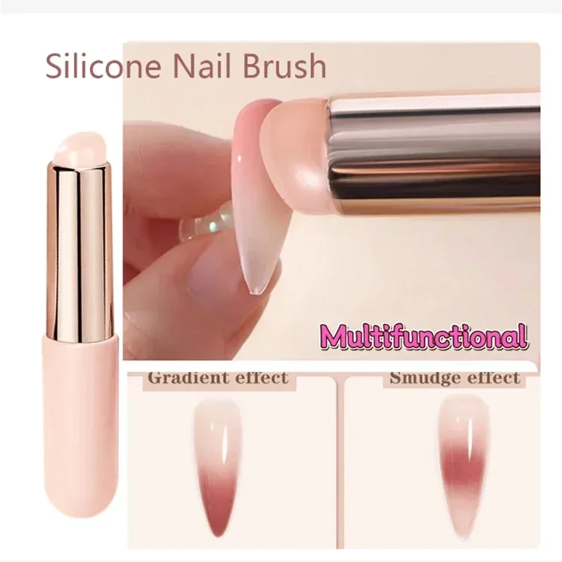 Nail Art Silicone Brush Reusable Mirror Powder Pigment Applying Manicure Tool Gradient Effect Nail Arts Silicone Applicator Oasis Select