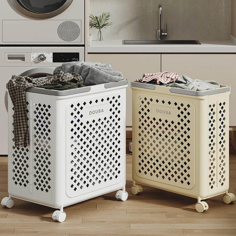 Multipurpose Yoga Mat Storage Basket/Collapsible Plastic Laundry Baskets with Wheels,Yoga Mat Storage Basket Bin and Laundry Bin Oasis Select