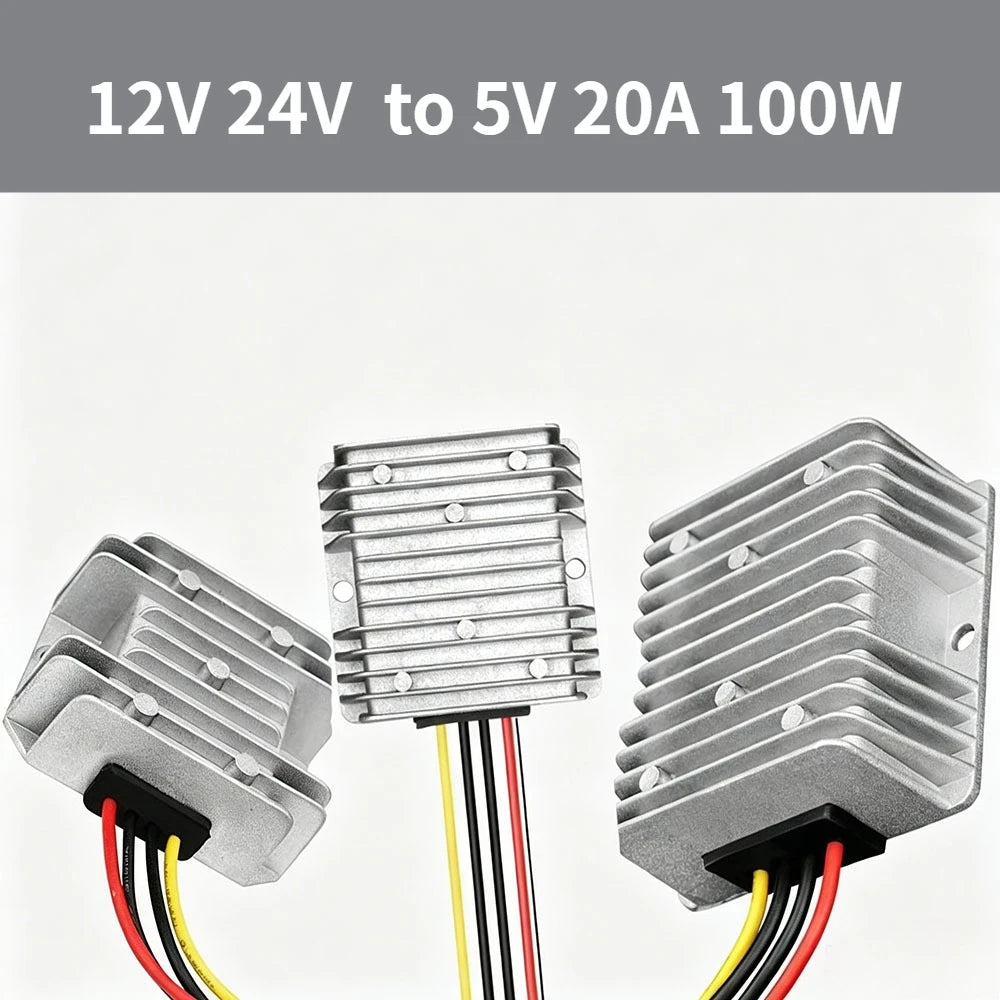 DC to DC Voltage Regulator Buck Converter 12V 24V Step-Down to 5V 20A 100W Power Supply Converter Waterproof Module Transformer Oasis Select