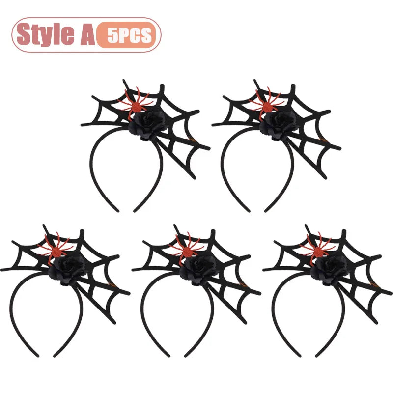 1-10PCS Witch Hat Spider Headband Halloween Party Favor Costume Masquerade Funny Hair Accessory for Women Adult Cosplay Oasis Select Style A-5PCS