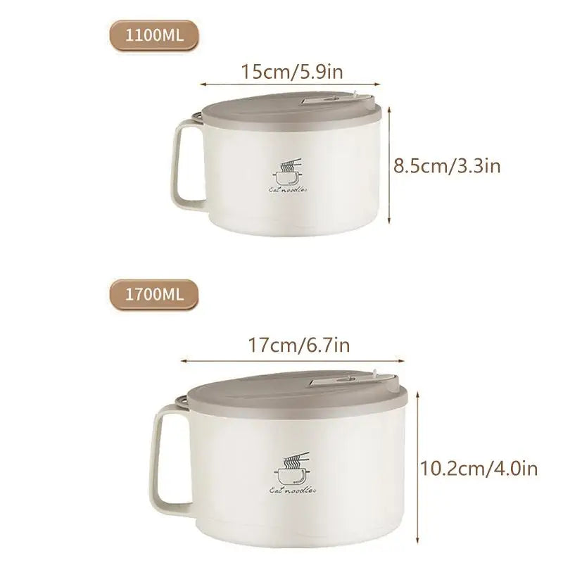 Stainless Steel Noodle Bowl with Lid – Large Capacity