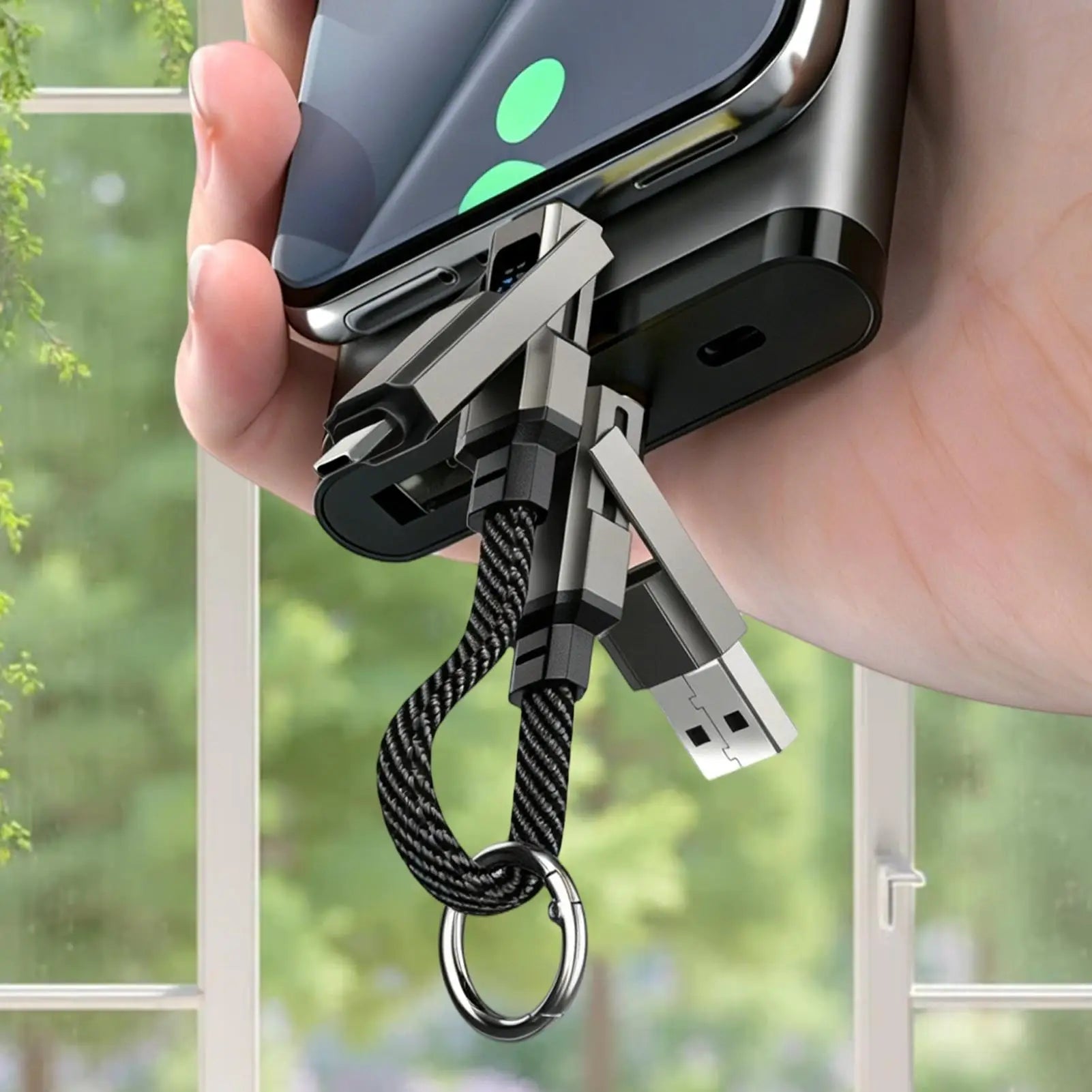 USB C Keychain Portable 4 In 1 65W Short Charger Cord Keychain Fast Charging Cable for Travel Camping Daily Work Home Office Oasis Select