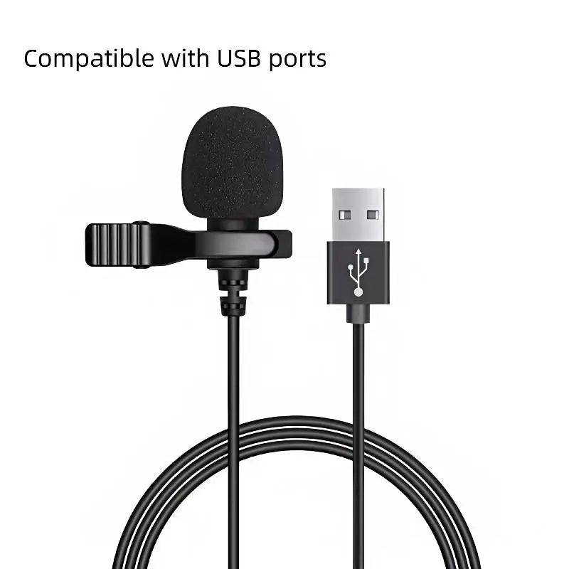 1.5m Mini Portable Lavalier Microphone Condenser Clip-on Lapel Mic Wired USB 3.5mm Type C Microphone For Laptop PC Camera Oasis Select A3