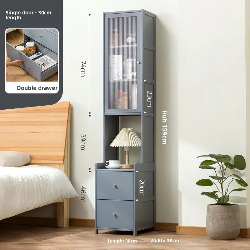 Simple Modern Simple Small Home Storage Cabinet Locker Shelf Bedroom Internet celebrity Mini Cabinet Shelf Oasis Select Grey-30