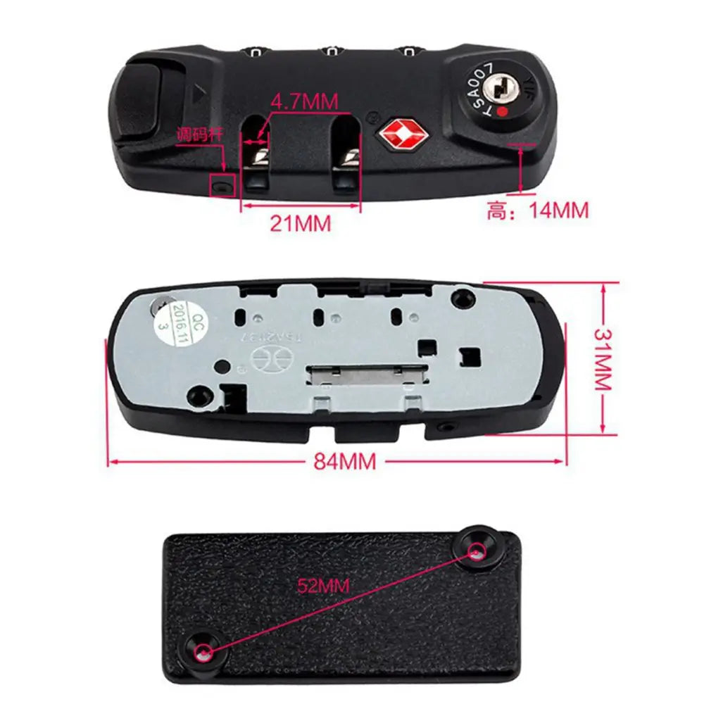 TSA 3 Digit Password Lock Suitcase Luggage Coded Lock Steel Wire Security Lock Cupboard Cabinet Locker Padlock Travel Bag Lock Oasis Select
