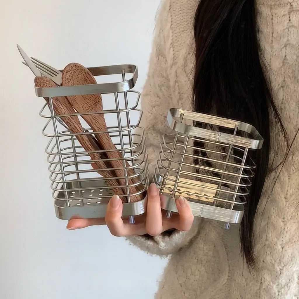 Stainless Steel Utensil Holder & Cutlery Organizer Rack