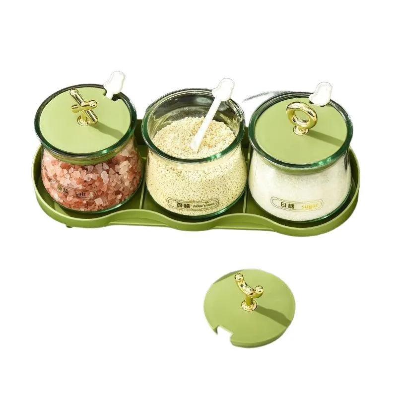 Seasoning Rack & Spice Jar Set | Dustproof Kitchen Storage