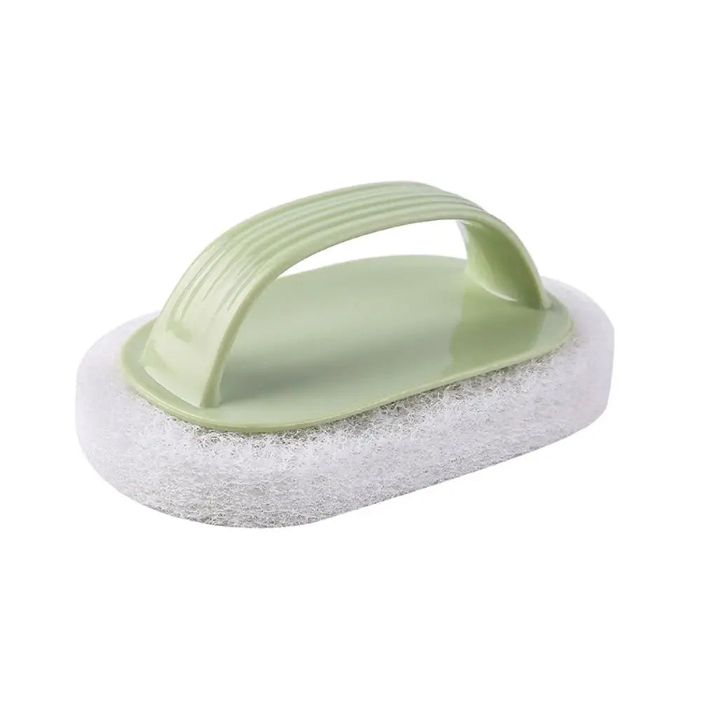 Portable Sponge Bathroom Brush with Handle Multifunctional Bath Cleaning Brush Sponge Bottom Strong Decontamination Oasis Select green