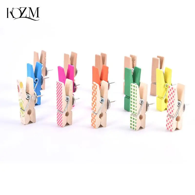20-Pack Wooden Clip Push Pins for Cork Boards & Bulletin Boards