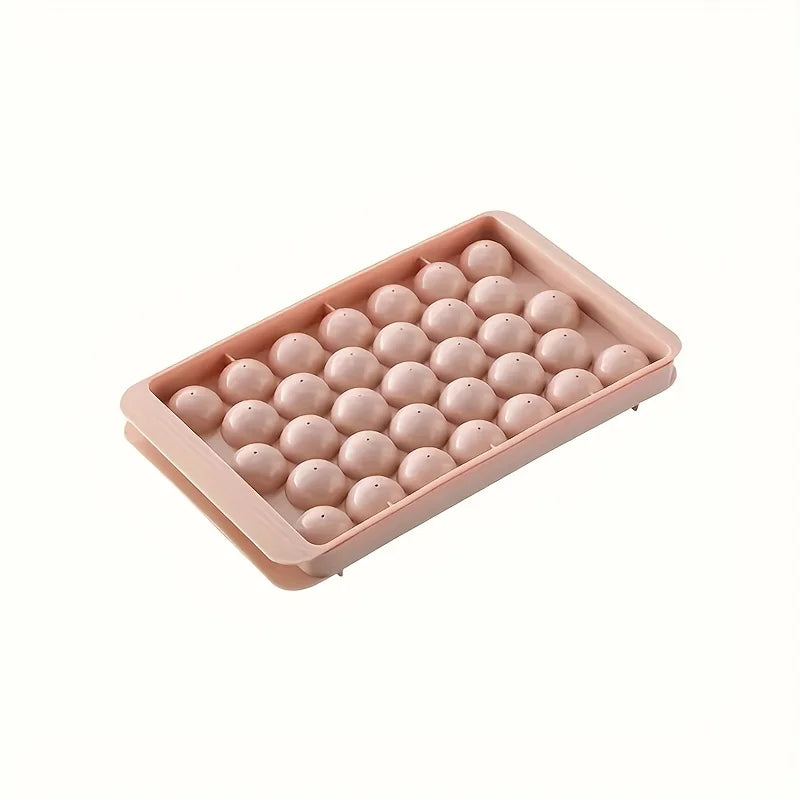 33-Cavity Round Silicone Ice Cube Tray for Making Clear Ice Balls & Spheres Beverages, Kitchen Use, Cocktail Ice Mold Stylish Oasis Select Pink