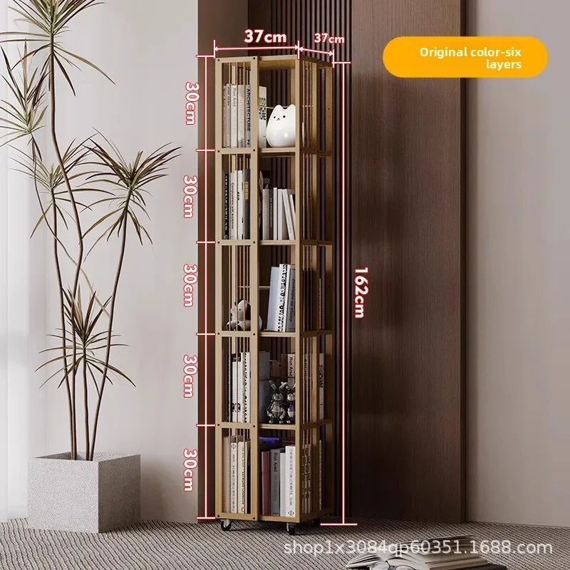 Multi-functional Rotating bookshelf Home living room Movable multi-layer shelf Non-solid wood storage artifact Simple bookcase Oasis Select