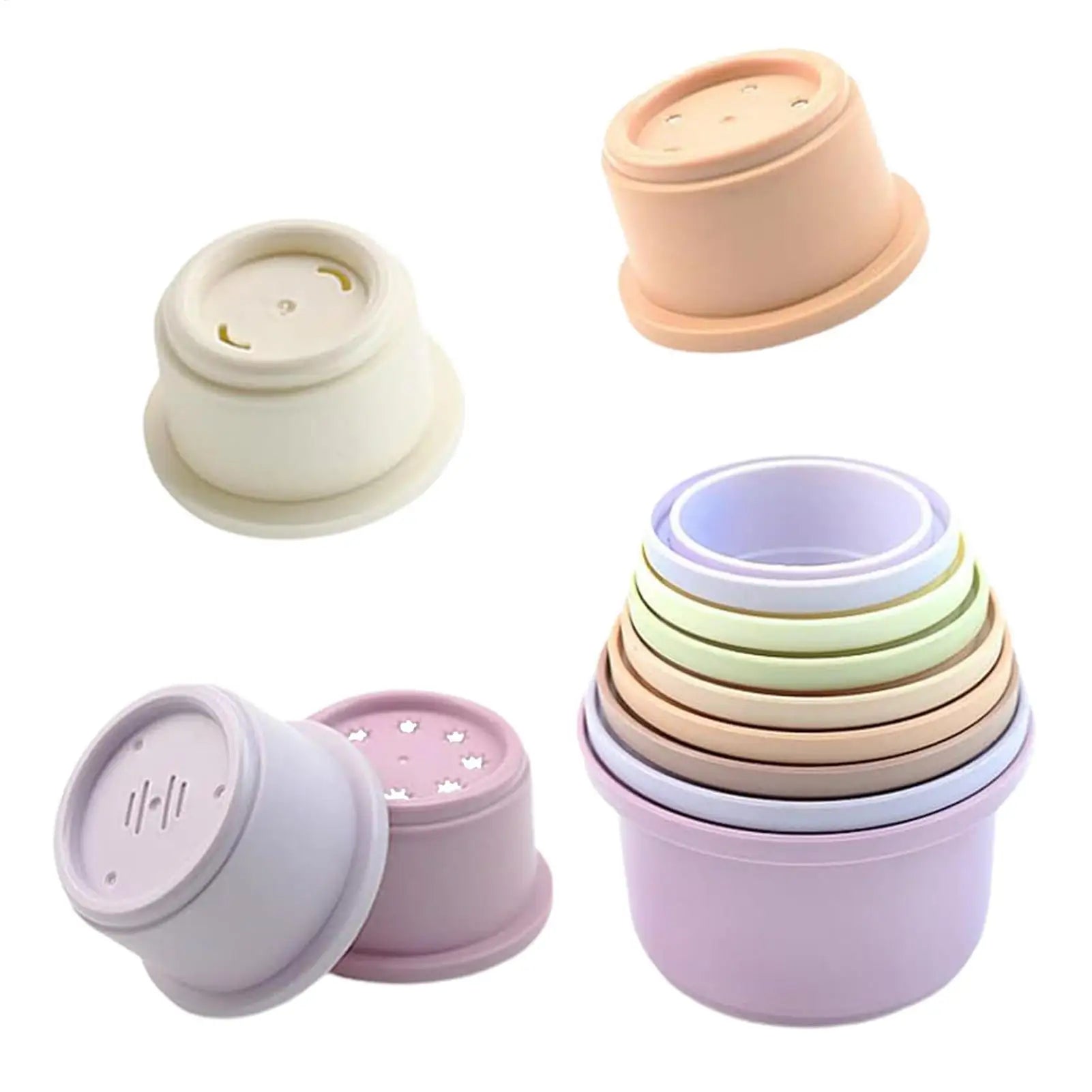 8Pcs Stacking Cups Toys for Rabbits Chinchillas Guinea Pigs Multi-Colored Reusable Plastic Nesting Toys Stacking Cups Set Oasis Select