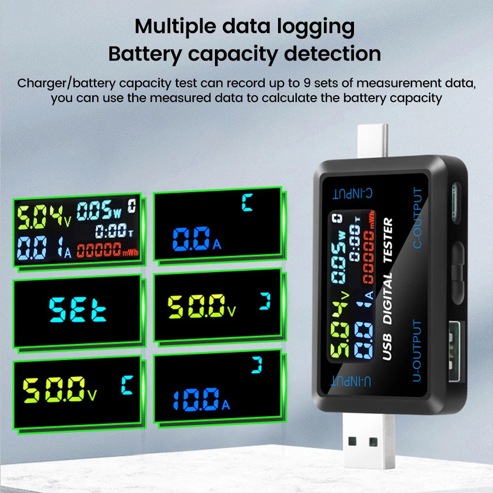 Voltage Meters Current Voltage Capacity Battery Tester USB Volt Current Voltage Doctor Charger Capacity Tester Meter Power Bank Oasis Select