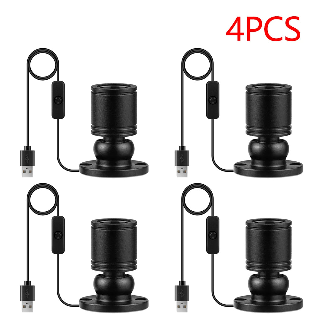 5V LED Spotlight 1W High Quality Aluminum Shell Ceiling Wall Lamp for Living Room Cabinet,USB Ports for Power Bank/Computer/TV Oasis Select 4PCS Black Shell Warm White Lihgt