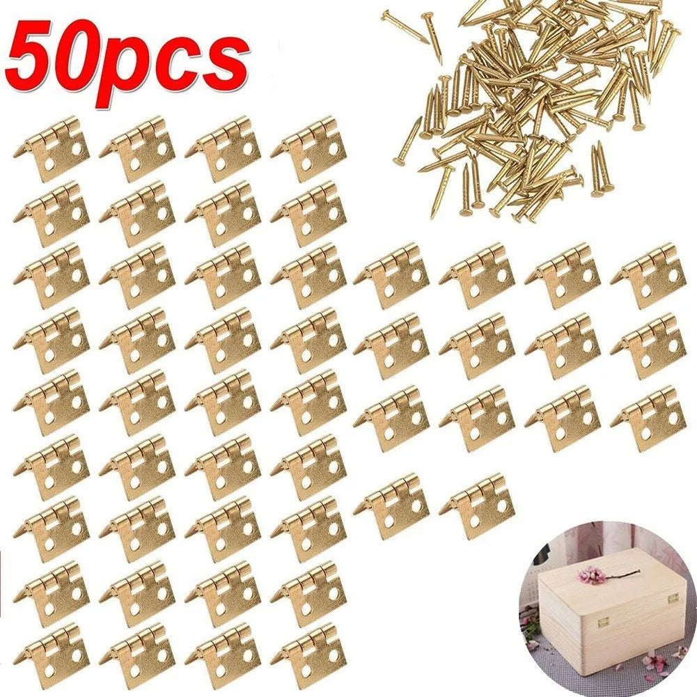 50pcs Mini Brass Hinges for Jewelry Boxes, Cabinets & Crafts Mini Brass Hinges Oasis Select