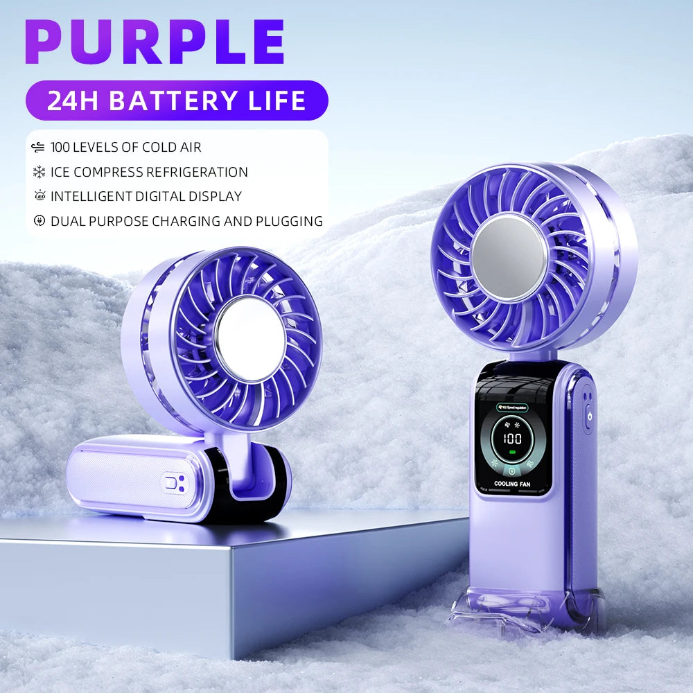 3600mAh Neck Fan with Ice Pack Cooling – Portable Folding