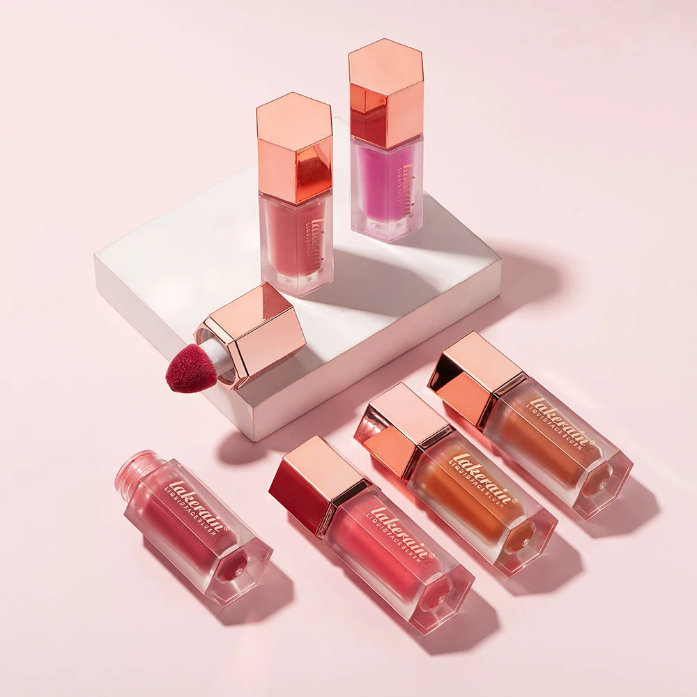 6 Colour Matte Liquid Blush Easy to apply long lasting waterproof blush sponge brush head Eyes lips Makeup Blush Cosmetics Oasis Select