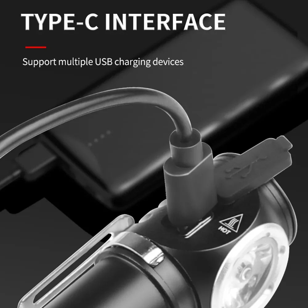 Powerful P8 LED Headlamp Type-c Rechargeable Head Flashlight with Magnet Tail 3 Modes Lighting Outdoor Camping Fishing Lantern Oasis Select