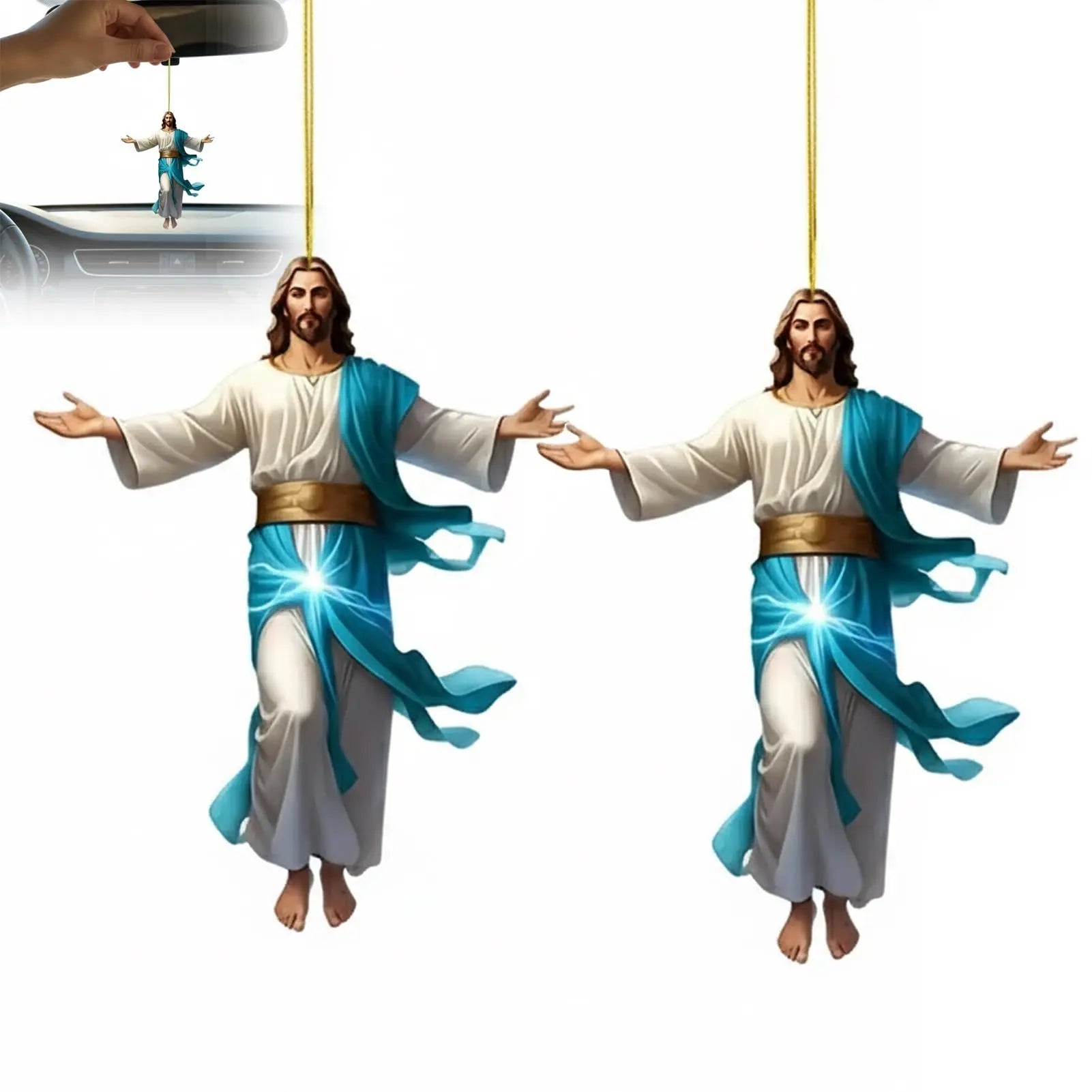 2D Acrylic Jesus Car Ornament | Faith Hanging Pendant Gift