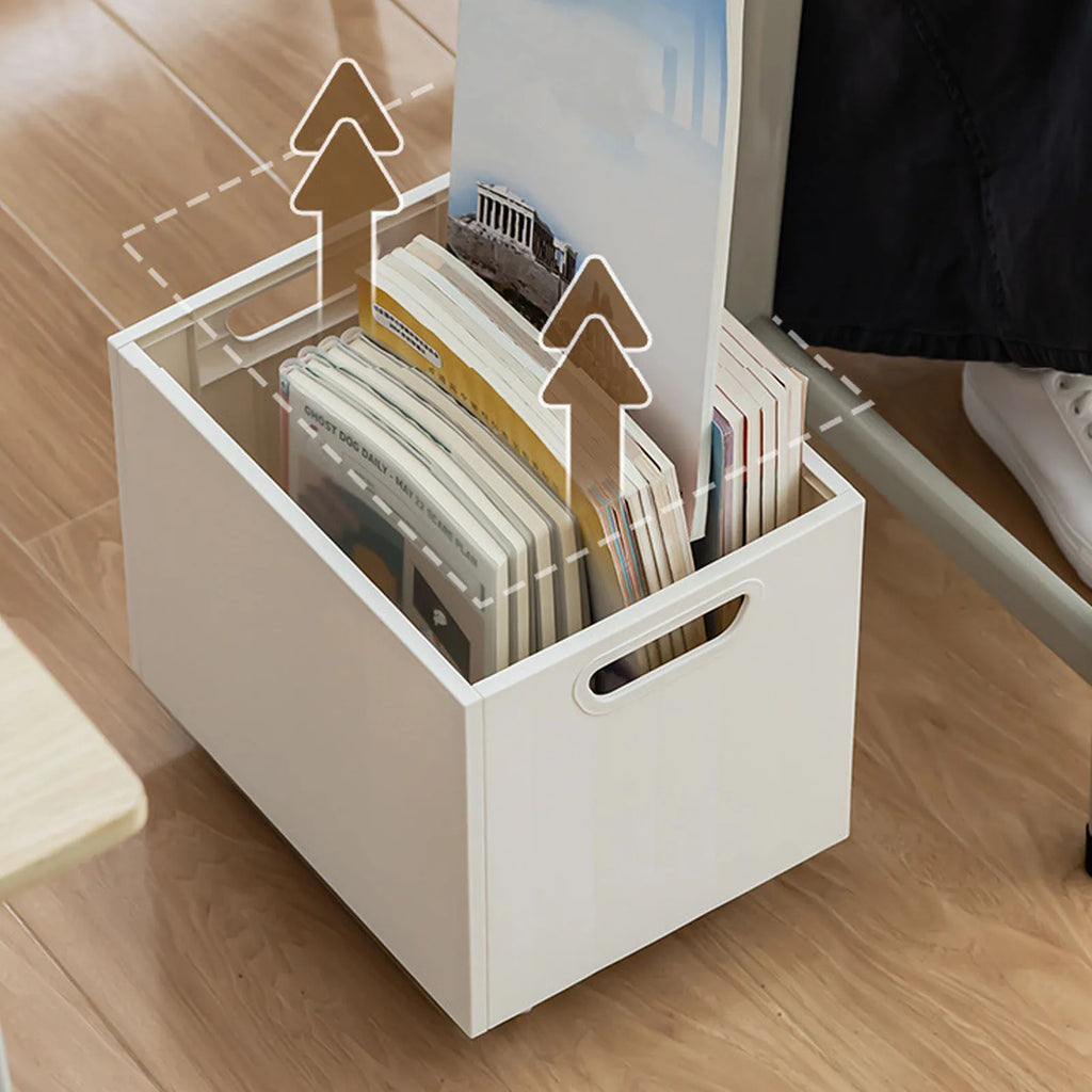 Book Box Book Storage Box with Side Handles Stackable 50kg Load Bearing Multifunctional Use File Storage Bins Oasis Select
