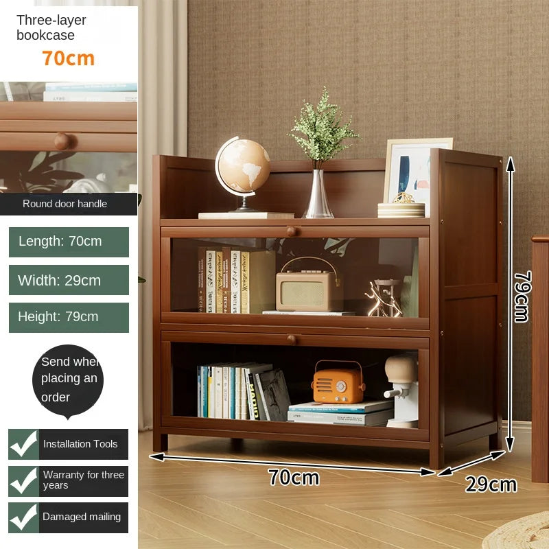 Bookshelf, bookcase, dust-proof floor-standing storage rack, household children and students storage rack with doors Oasis Select Three floors 70