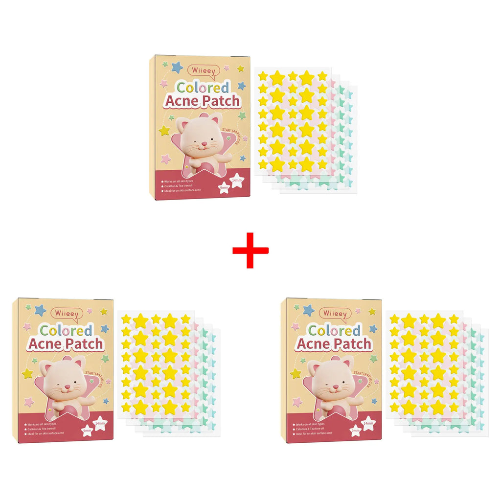 Wiieey Star Acne Patches – Colorful Pimple Stickers 144–288pc Acne Pimple Patch Oasis Select Star 144pcs x 3