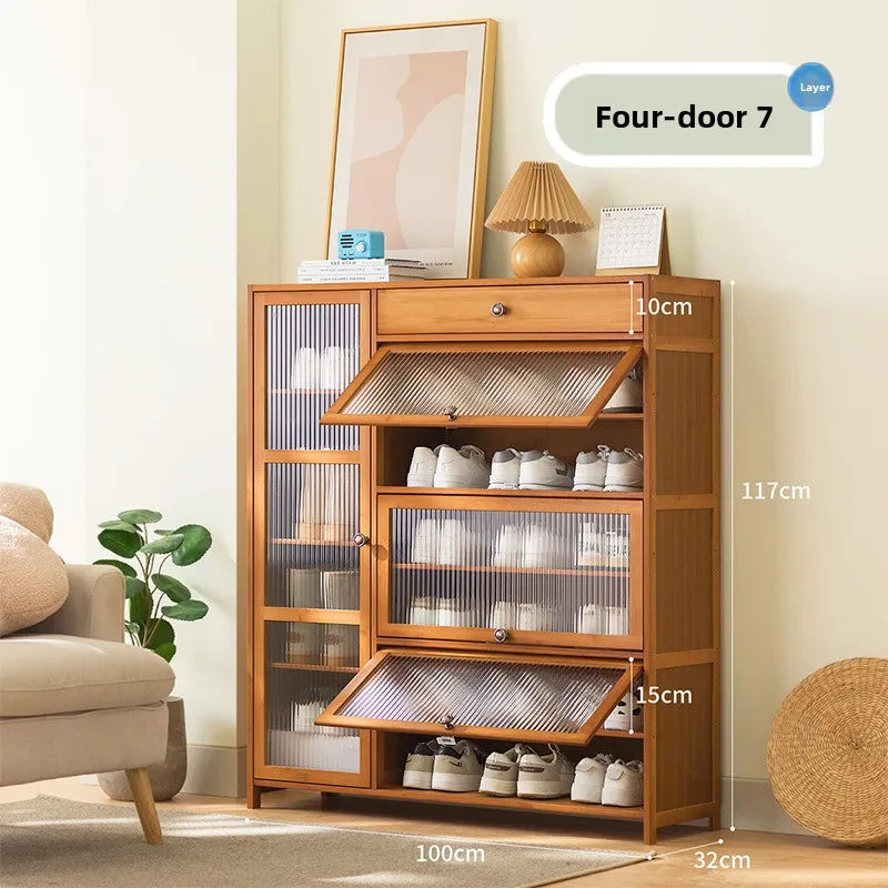 rack household economical indoor simple door storage artifact large capacity multi-layer with cabinet door dust shoe cabinet Oasis Select 4-100